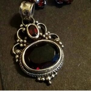 Elegant Silver and Red Pendant Necklace